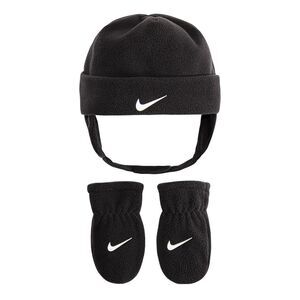 Nike Fleece Trapper Hat with Matching Mittens in Charcoal Grey